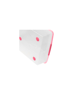 Короб для хранения IRIS THIN BOX 34л, прозрачный-розовый
