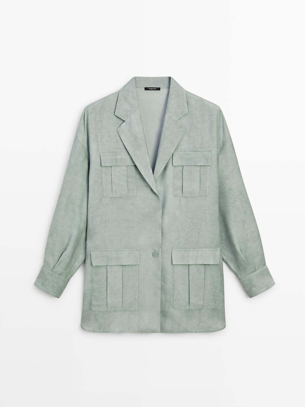 Massimo Dutti Жакет с карманами, фисташково-зеленый