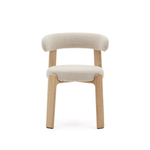 Granite Стул на 4 ножках из бежевого шенилла и массива ясеня в натуральной отделке