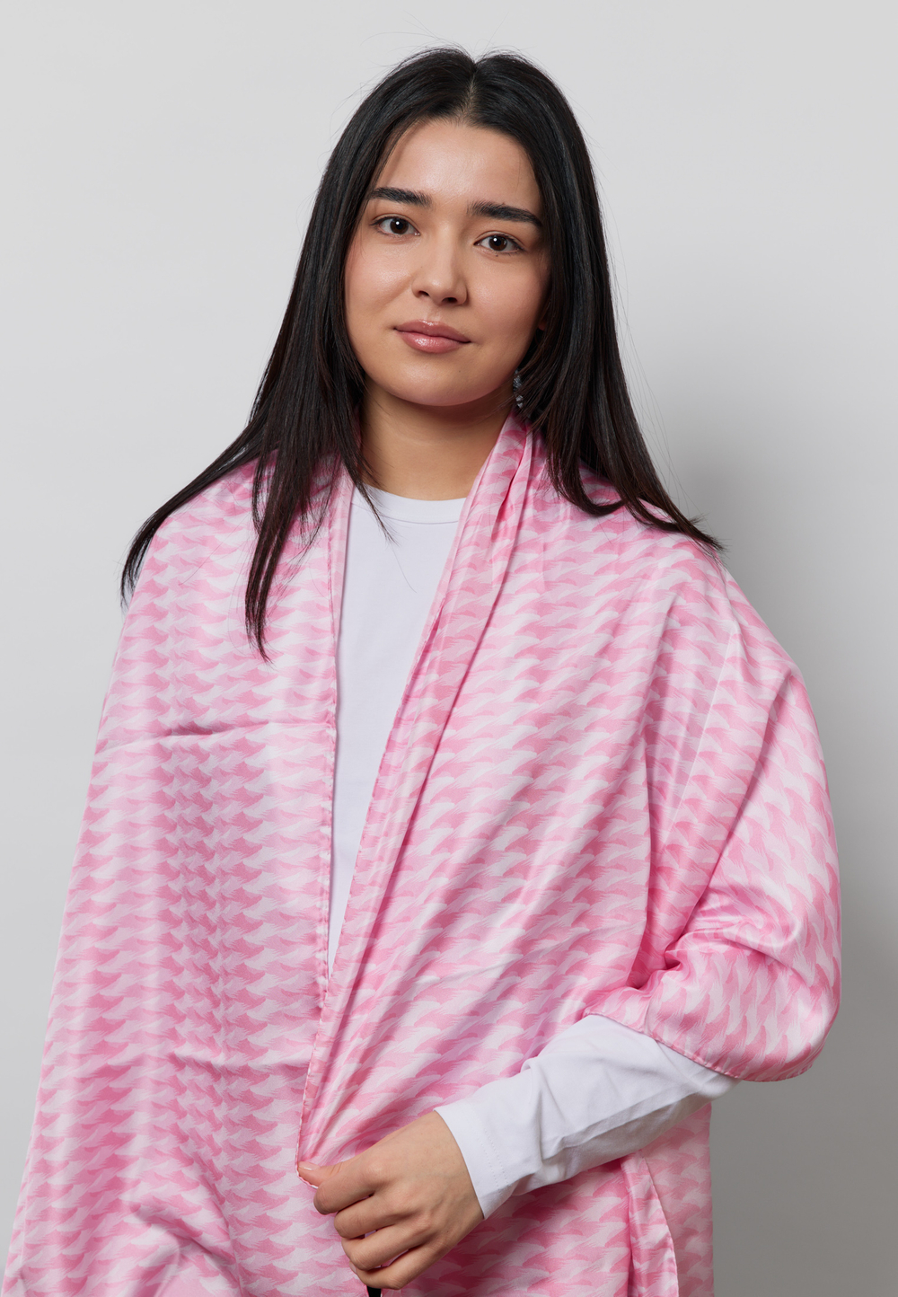 Шелковый палантин ARGYMAQ PINK 68*180