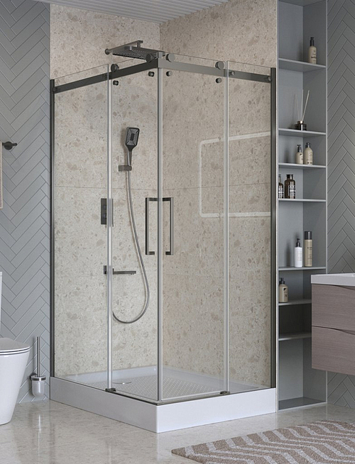 Душевой уголок BelBagno Marino 2-AH-2 120x90 стекло прозрачное/профиль оружейная сталь