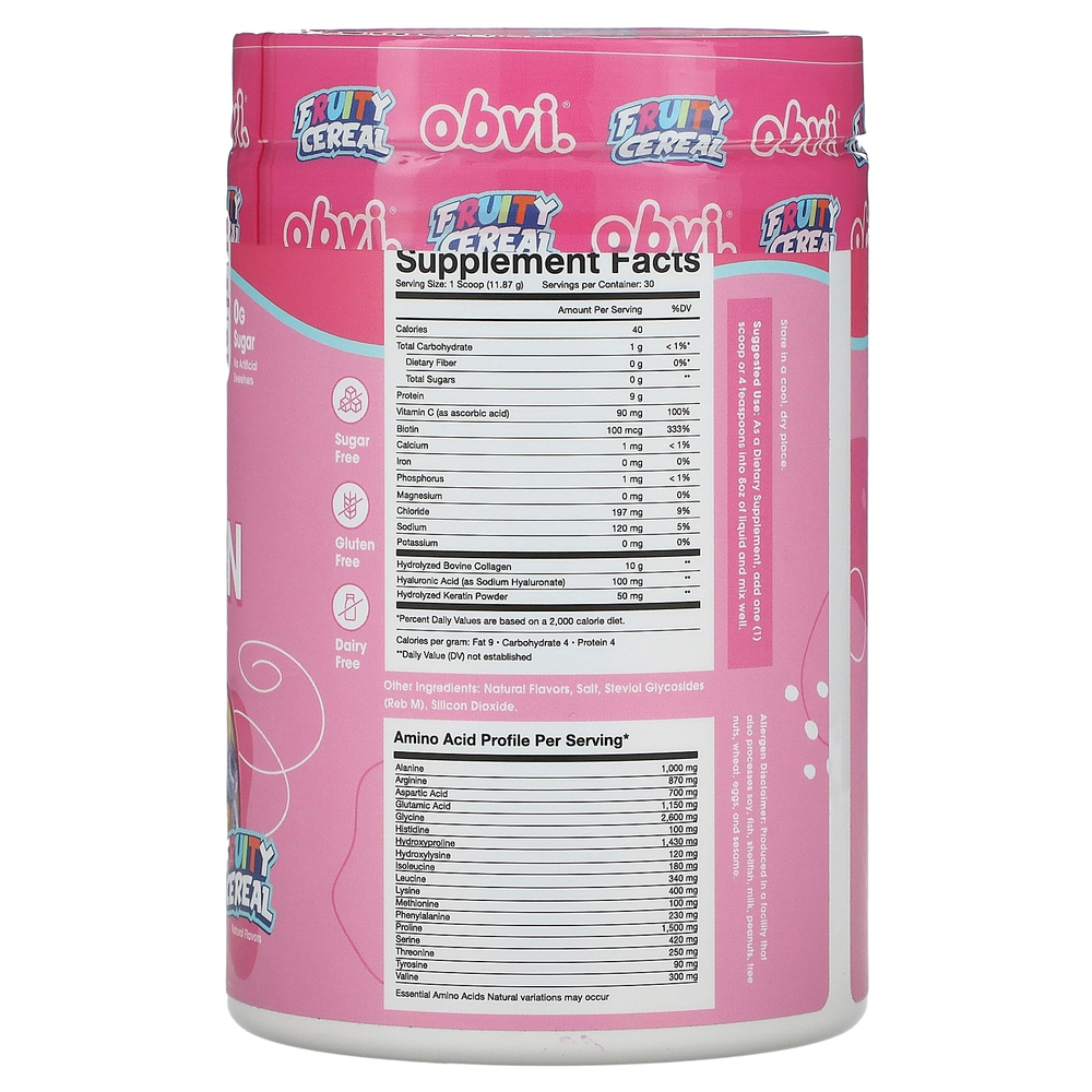 Obvi, More Than Collagen, универсальная питательная добавка для красоты и здоровья в порошке, фруктовые хлопья, 356 г (12,56 унции)