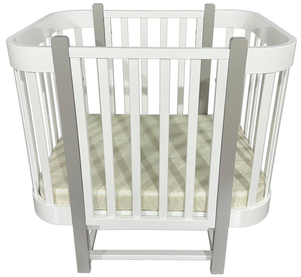 Детская кроватка Кедр Florencia продольный маятник 3 в 1 белый/серый