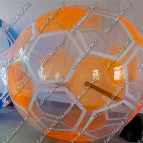 Аттракцион Водный шар ПВХ «Футбольный мяч Оранжевый» 2*2*2 м