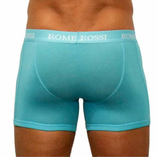 Мужские трусы боксеры удлиненные c резинкой бирюзовые Romeo Rossi RR7001-11