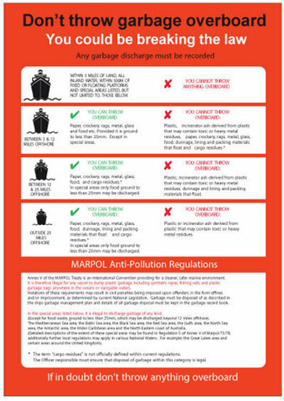 Не выбрасывать мусор за борт