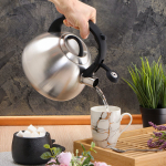 Чайник нерж, 2.7 л, свист, ручк бакелит, с силик покр, Daniks, индукц, стальной, M-085