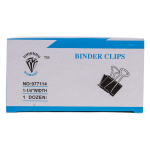 Зажимы для бумаг 32мм, 12 шт, черные, картонная коробка