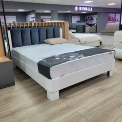 160-200 Кровать Wood Home Lite 2 ЛДСП Белый жемчуг/Белая эмаль (сосна)/Casa Благородный серый