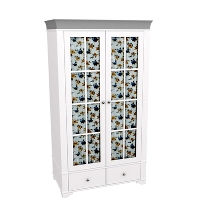 Шкаф 2х дверный со стеклянными дверями «Бейли» белый воск/антрацит