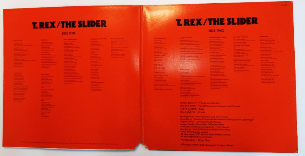 Винтажная виниловая пластинка T. Rex The Slider (USA 1975)