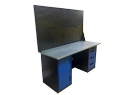 Верстак инструментальный двухтумбовый GWT-V1800B2 Great Wolf, 4 ящика, тумба с дверью, два экрана, 1800х700