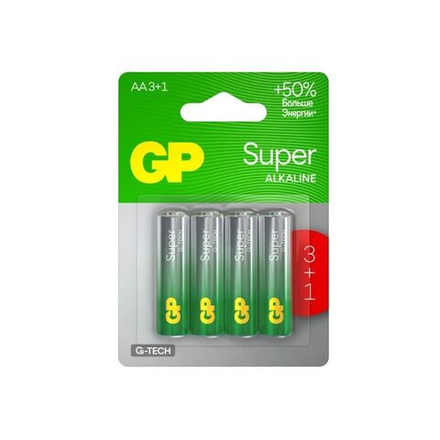 Батарейка LR-06 (АА) GP Super Alkaline, блистер,(промо 3+1) цена за 1 шт