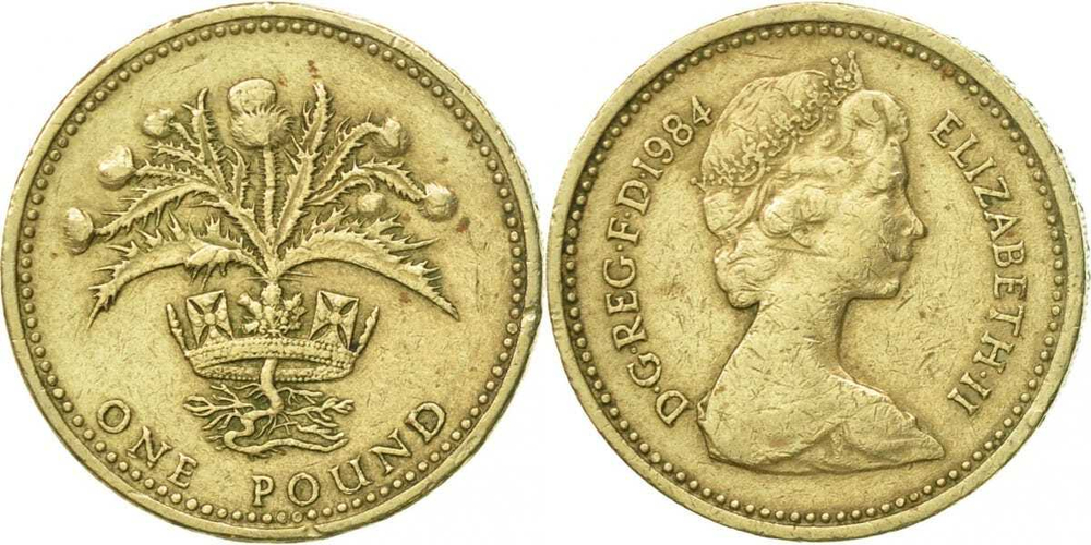 Великобритания 1 фунт, 1984 Чертополох VF