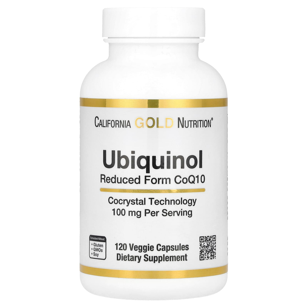 California Gold Nutrition, убихинол, восстановленная форма коэнзима Q10, 100 мг, 120 растительных капсул