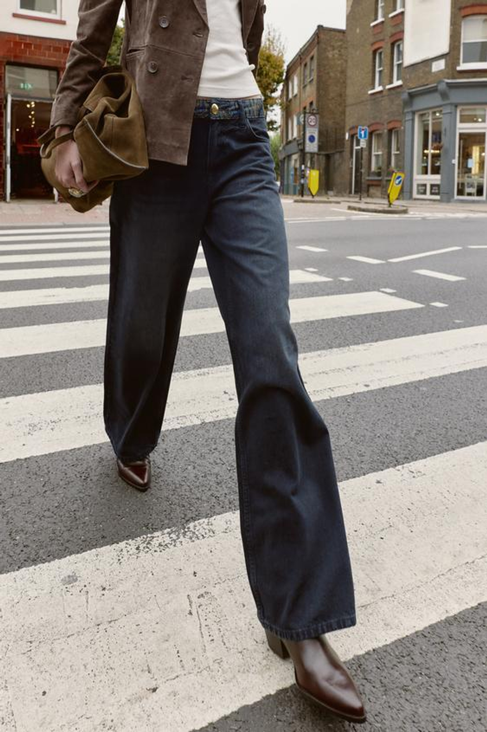 ZARA ДЖИНСЫ Z1975 СО СРЕДНЕЙ ПОСАДКОЙ И ЖАККАРДОВЫМ ПОЯСОМ, ЧЕРНЫЙ