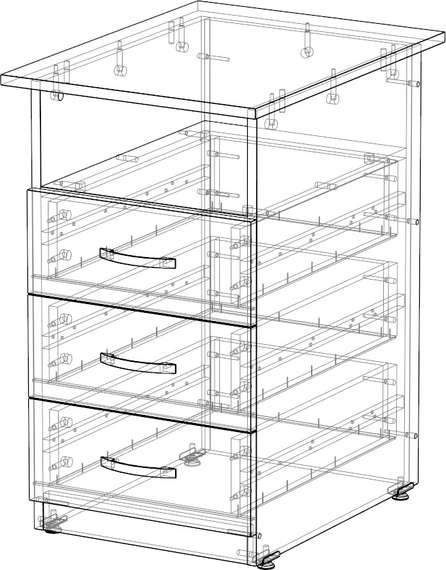 Тумба приставная 3 ящика Стандарт Про ясень шимо светлый