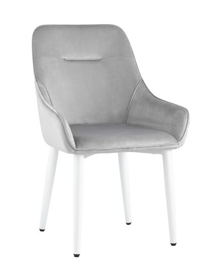 Стул Диана велюр серый ножки белые