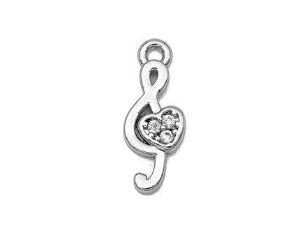 Подвеска Музыкальный ключ со стразами, 15,5мм