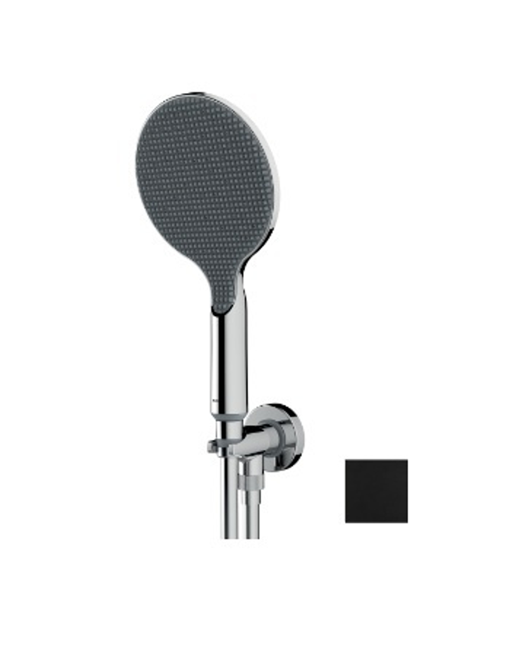 Bossini Apice душ ручной: Ø 140 мм с водорозеткой скрытого монтажа и держателем, шланг Cromolux 1500 мм 1/2 “F, цвет черный матовый