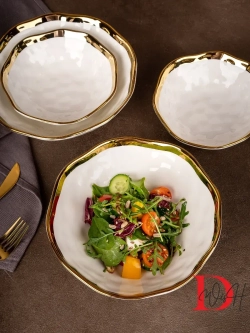 Набор из 6 глянцевых тарелок глубоких мятый фарфор 20 см