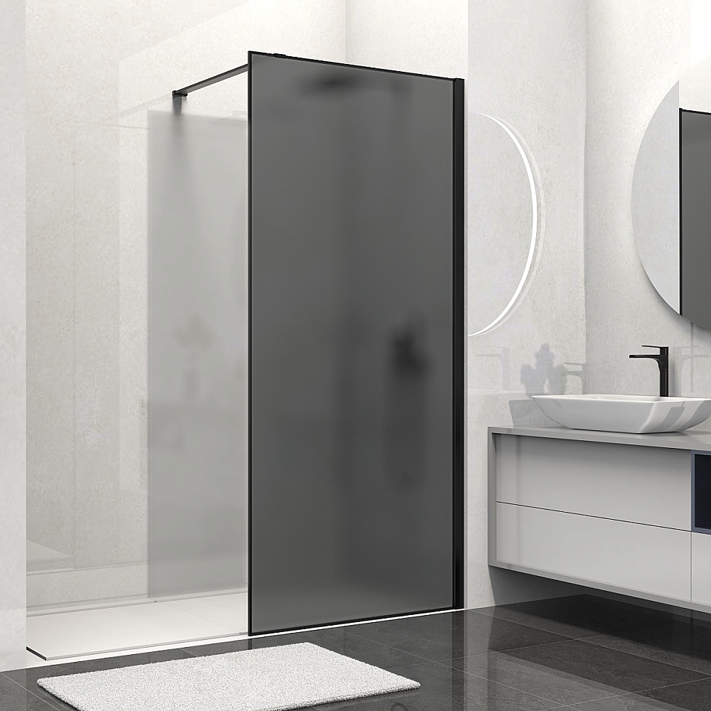 Душевая перегородка Vincea Walk-In VSW-1HS100GFB 100 профиль черный матовый/стекло матовое тонированное