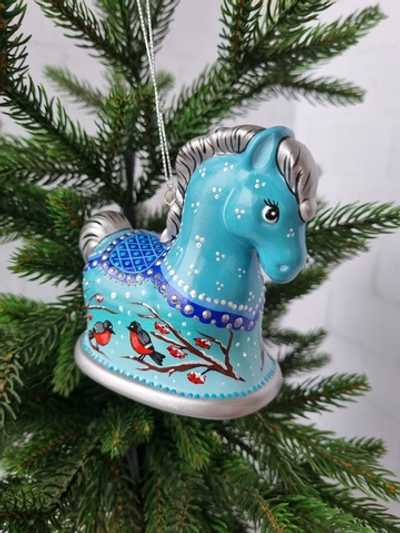 Лошадка- колокол ёлочная игрушка из фарфора