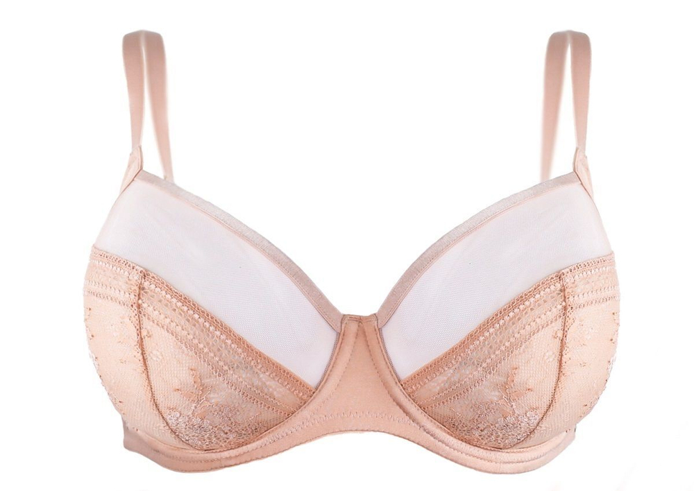 Бюстгальтер с мягкой кружевной чашкой Botanical Lace (Размер: 38DD) (Цвет: пудровый)