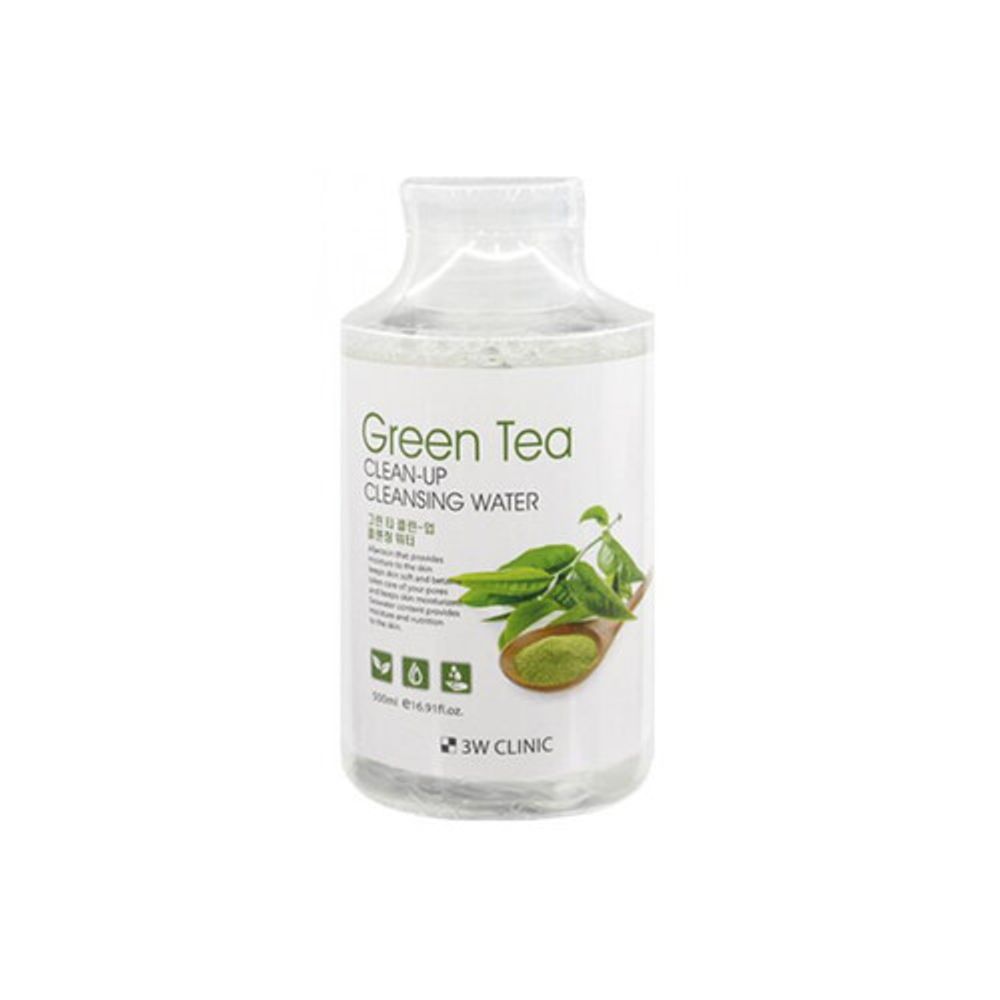 3W Clinic Вода очищающая с экстрактом зеленого чая - Green tea clean-up cleansing water, 500мл