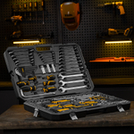 Набор инструментов, 1/2", 1/4", 3/8", CrV, S2, пластиковый кейс, 144 предмета Denzel