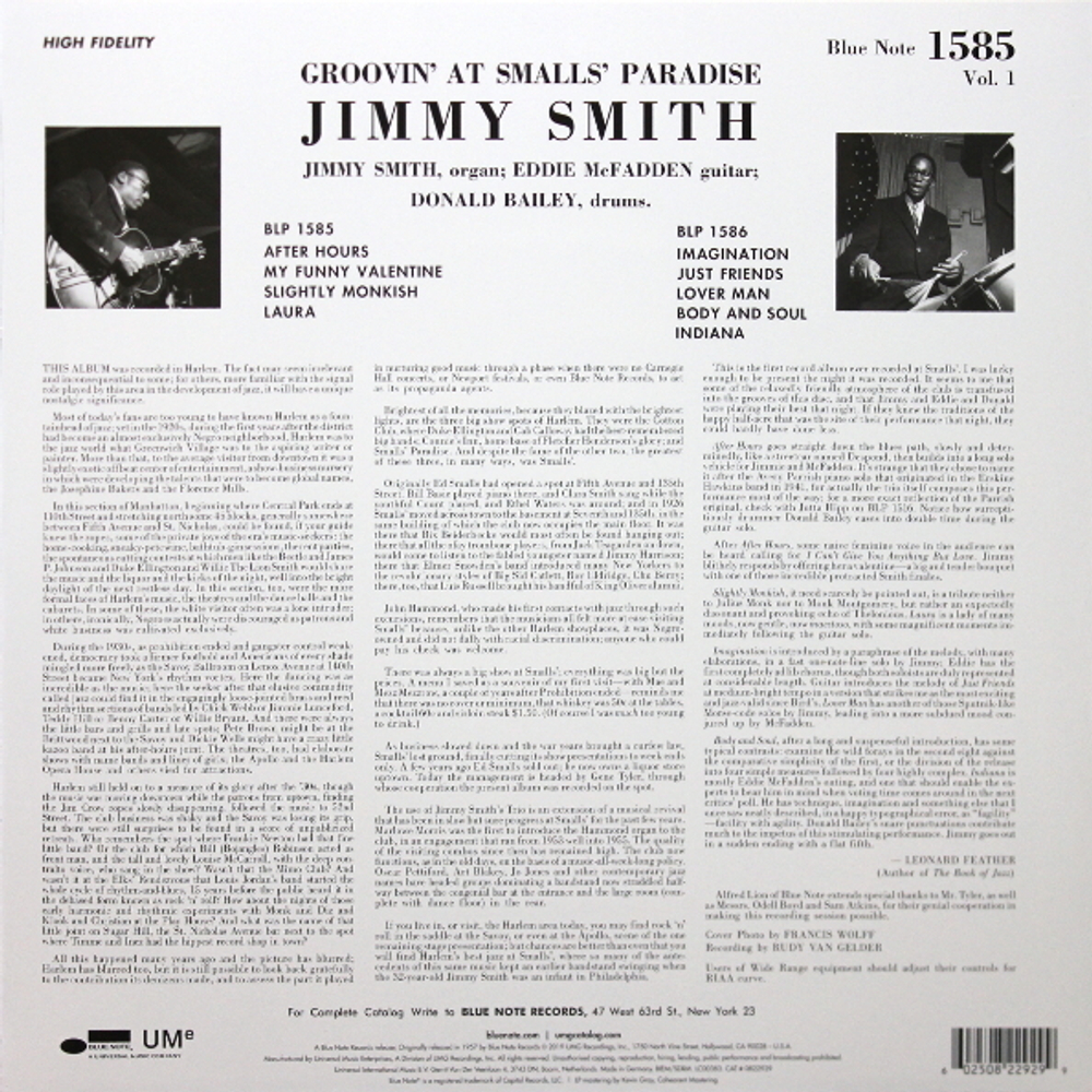 Jimmy Smith / Groovin' At Smalls Paradise, Vol.1 (LP)