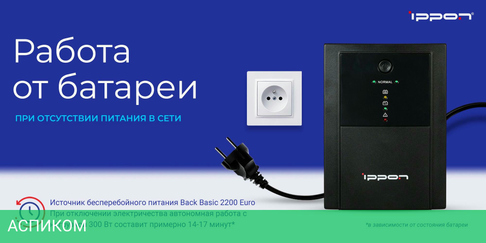Источник бесперебойного питания Ippon Back Basic 2200 Euro (1108028)
