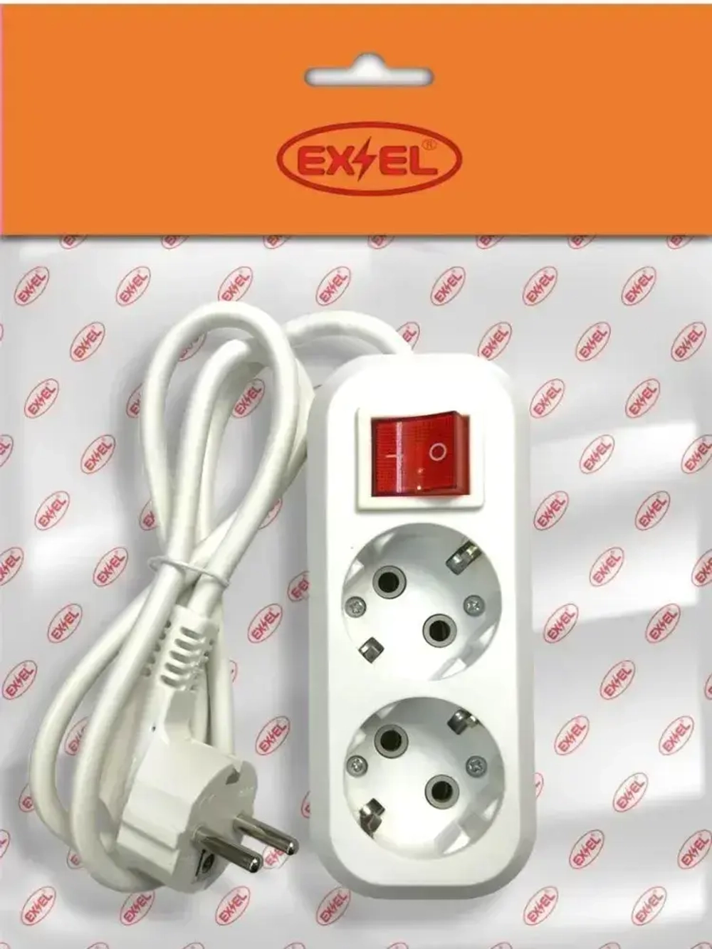 Удлинитель 2 гнезда 1 метр с заземлением и выключателем УВ21321