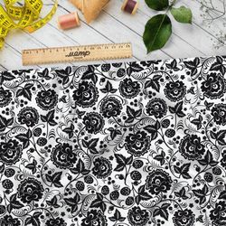 Ткань блэкаут черная хохлома