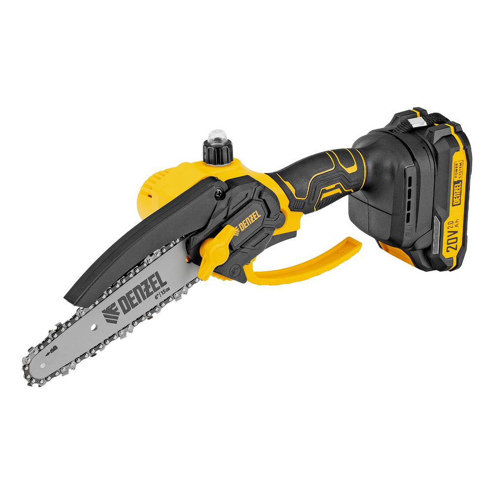 Цепная мини-пила аккумуляторная бесщет., CCS-150, шина 150 мм, Li-Ion, 20 В // Denzel