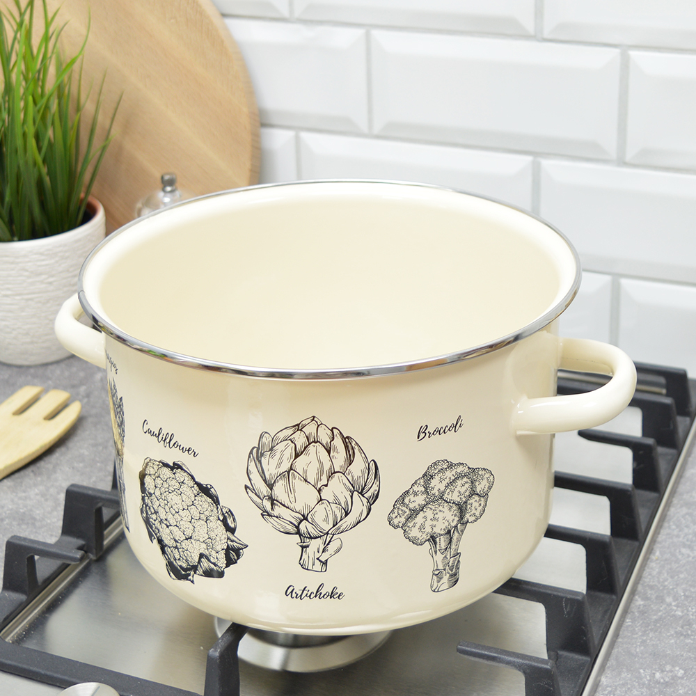 Кастрюля 5,5л "Брокколи" слоновая кость
