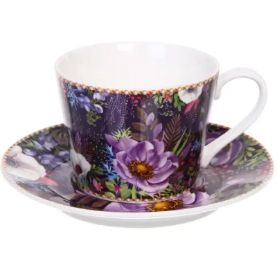 Чайный набор 4 предмета «Цветочный сад» (2 кружи 230мл+2 блюдца)