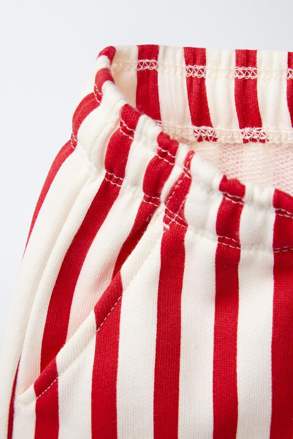 ZARA ШОРТЫ ИЗ МЯГКОГО ДЖЕРСИ В ПОЛОСКУ, КРАСНЫЙ