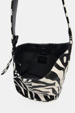 ZARA АСИММЕТРИЧНАЯ МИНИ-СУМКА ИЗ МЯГКОЙ КОЖИ, ЗЕБРА