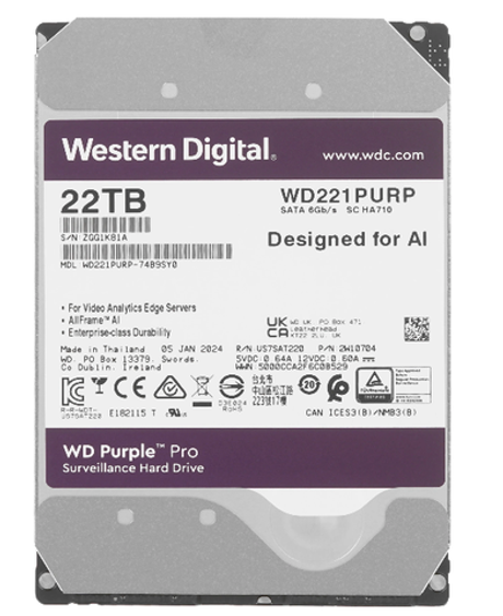 Жесткий диск Western Digital WD Purple Pro 22 ТБ 3,5″ (WD221PURP)