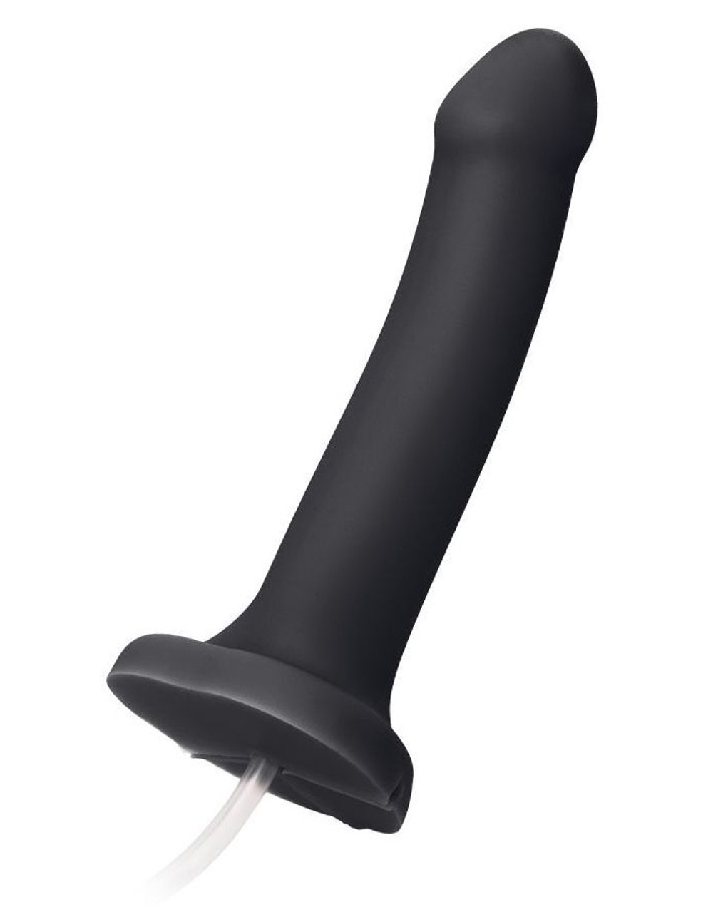 Черный фаллос с имитацией эякуляции Silicon Cum Dildo L - 19,6 см.