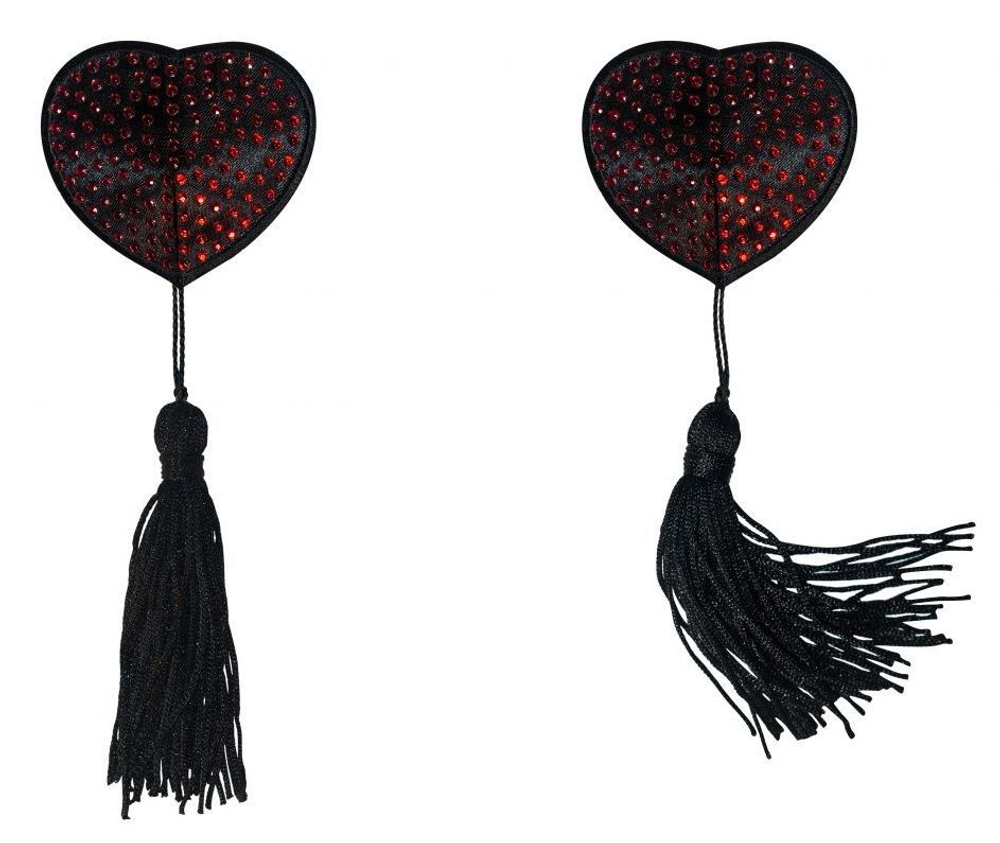 Пэстисы сердечки Evans Lola Lingerie, черно-красные с кисточками