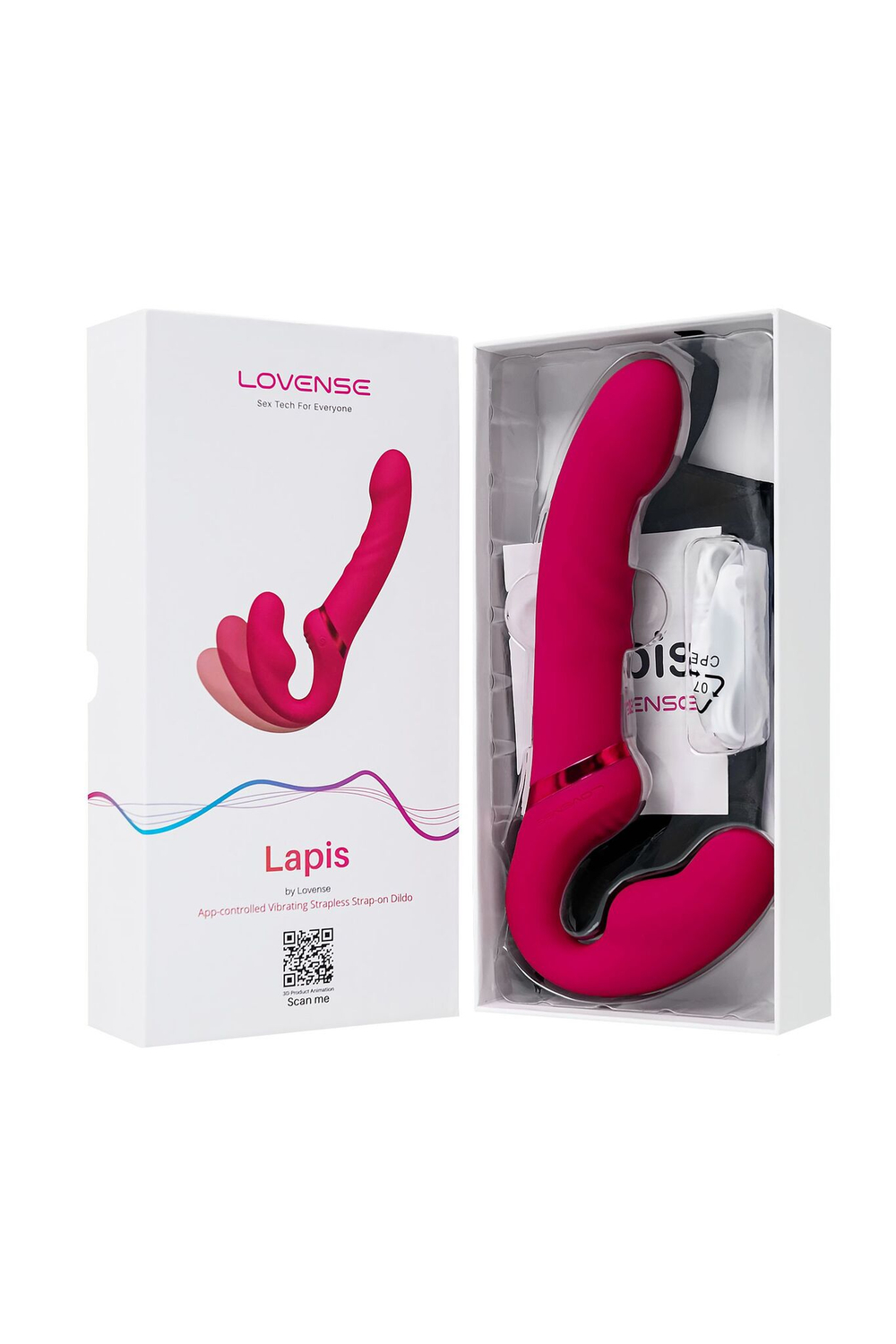 Малиновый безремневой страпон Lapis - 23 см. (Цвет: малиновый)