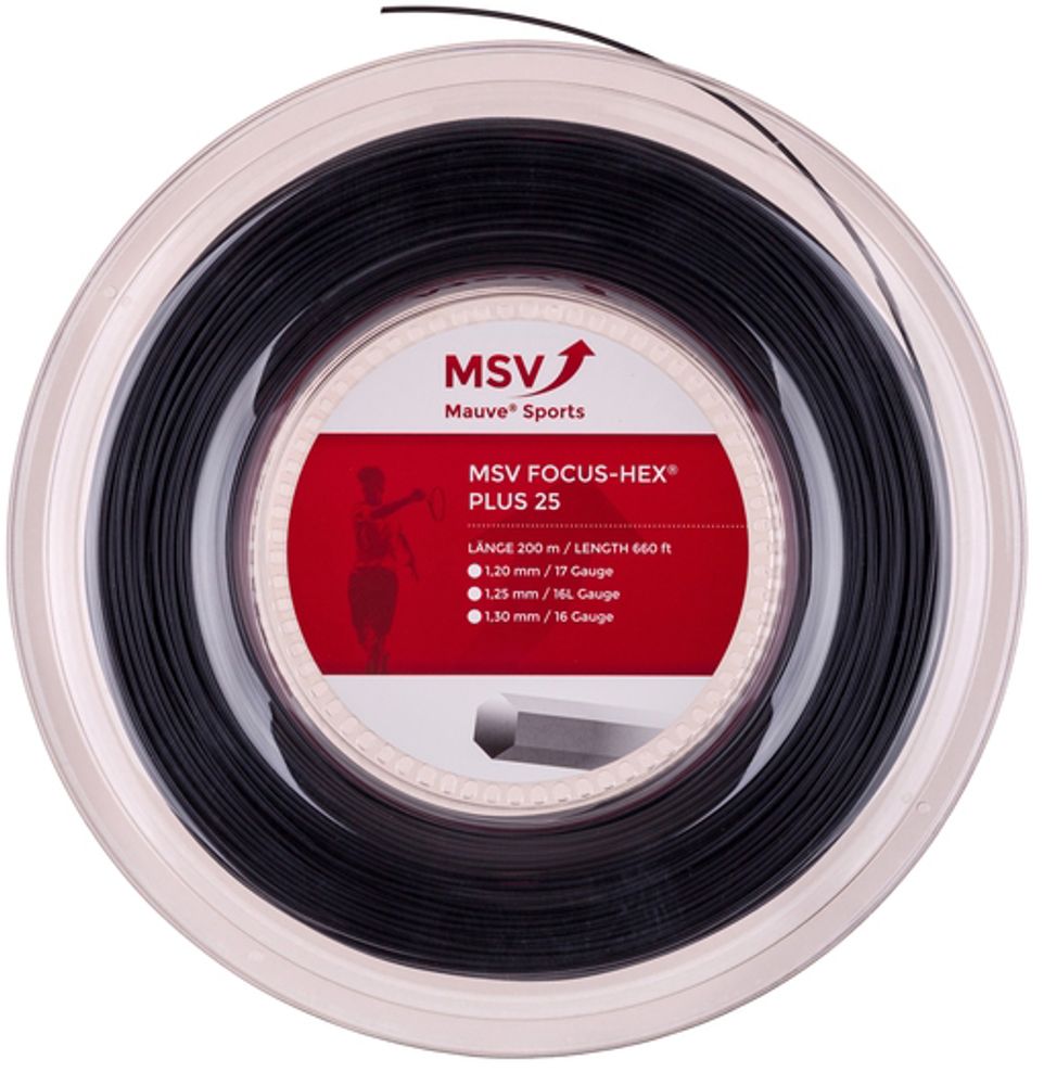 Струны теннисные MSV Focus Hex Plus 25 (200 m) - black