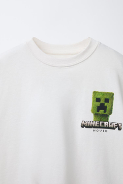 ZARA ФУТБОЛКА С ПРИНТОМ MINECRAFT © MOJANG AB. ™, ЖЕЛТОВАТО-БЕЛЫЙ