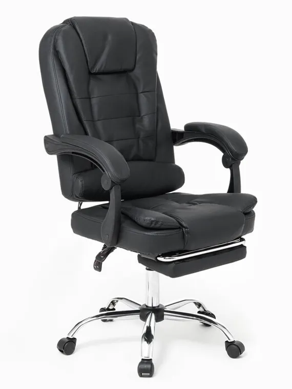 Кресло руководителя YS-800 черное, с подставкой для ног, семиточечный массаж