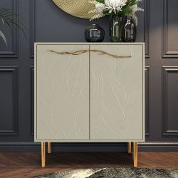 Комод Арт Колор leaves Стайл Голд с 2 полками Серый шелк