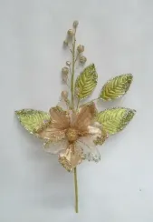 Ветвь Магнолия бежевая с листьями 41 см., 1 шт., Christmas DeLuxe (86663)