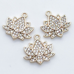 Подвеска Лотос, цвет золото, фианиты, размер 13*13 мм, цена за 1 шт