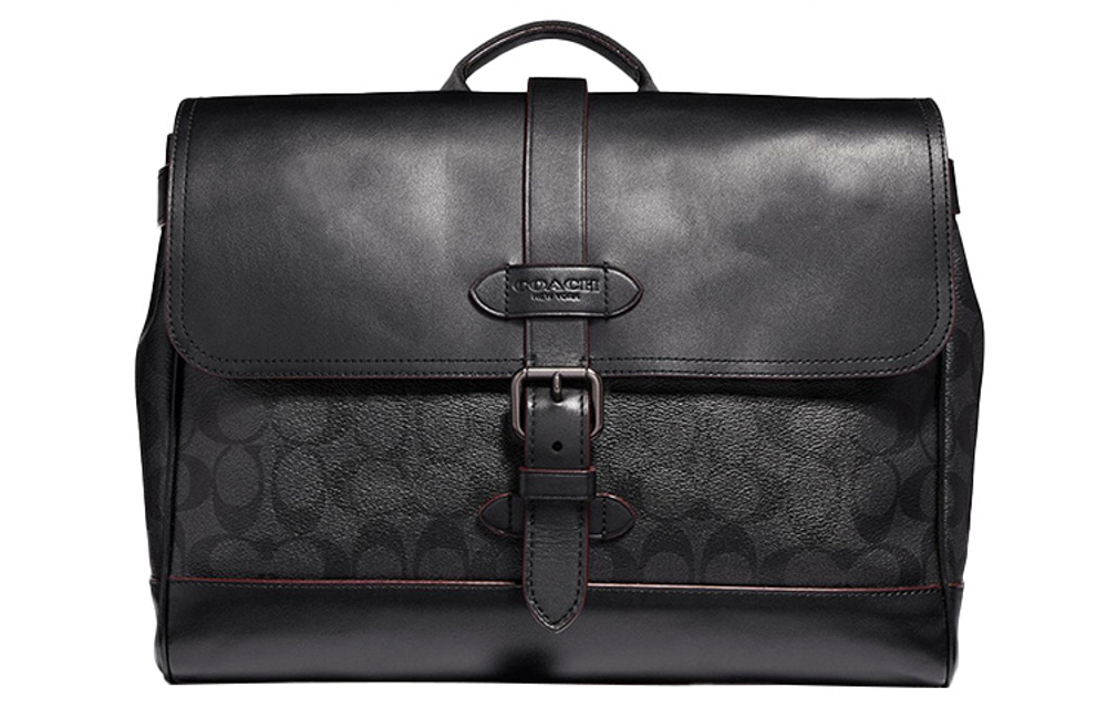COACH Canvas Leather Crossbody Handbag, Briefcase Large Men"s Black